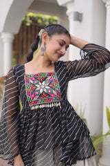 Cotton Lehenga Set with Laheriya Print Top