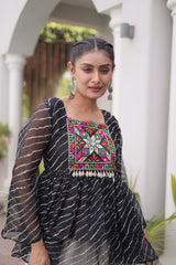 Cotton Lehenga Set with Laheriya Print Top