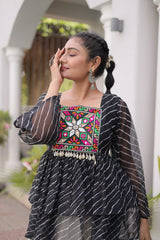 Cotton Lehenga Set with Laheriya Print Top