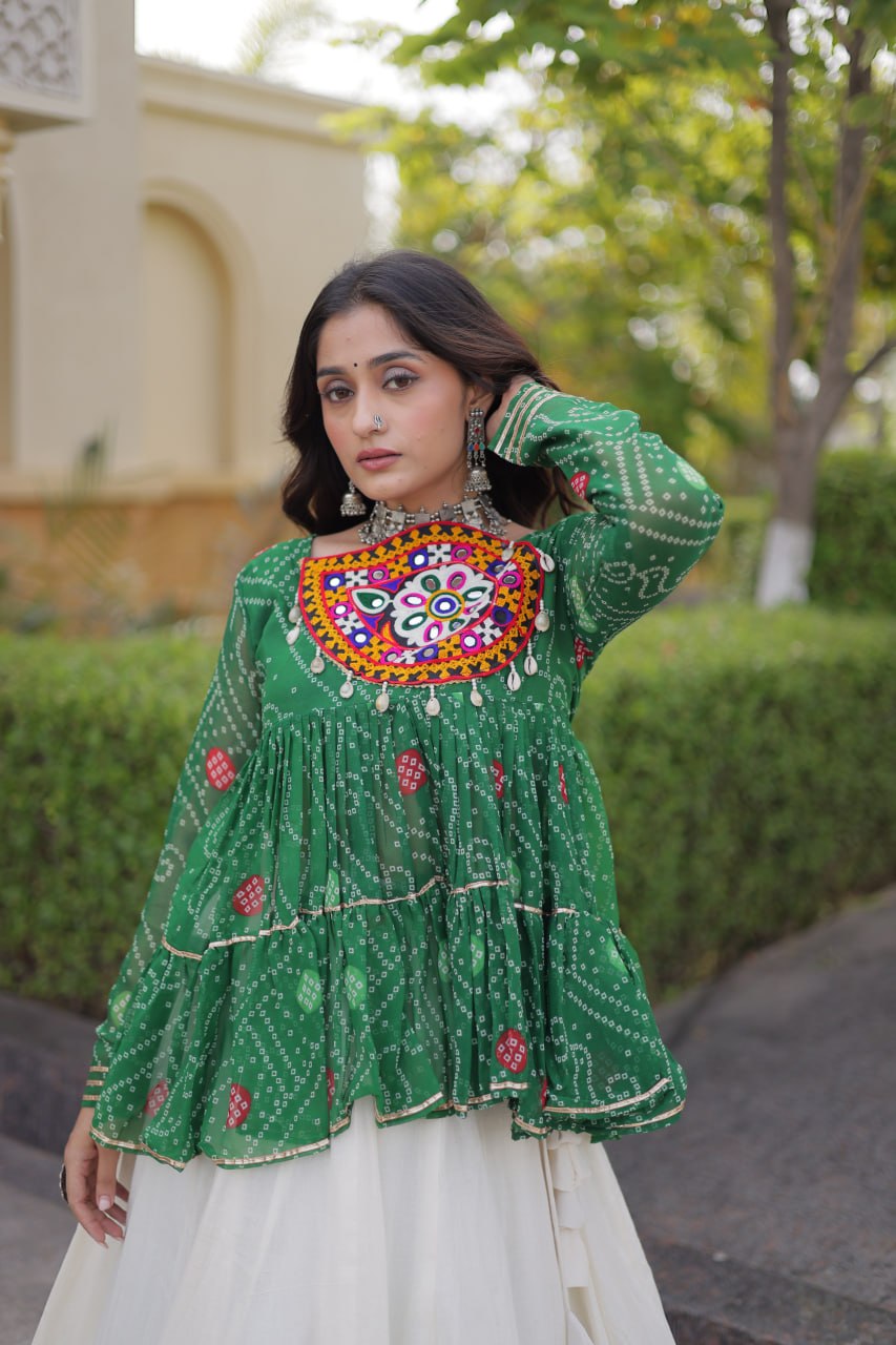 Cotton Lehenga with Bandhani Top