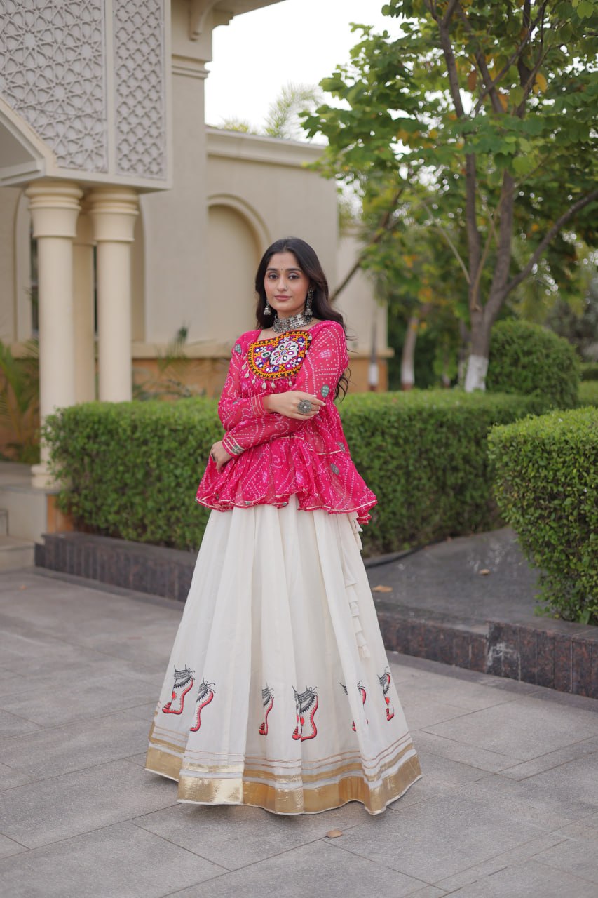 Cotton Lehenga with Bandhani Top