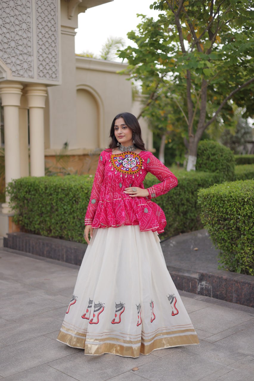 Cotton Lehenga with Bandhani Top