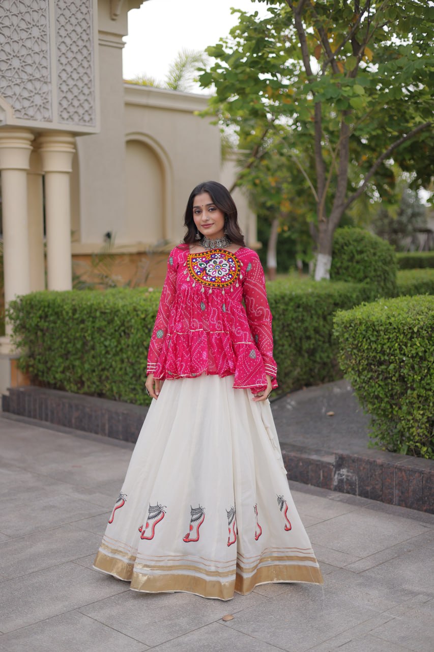 Cotton Lehenga with Bandhani Top