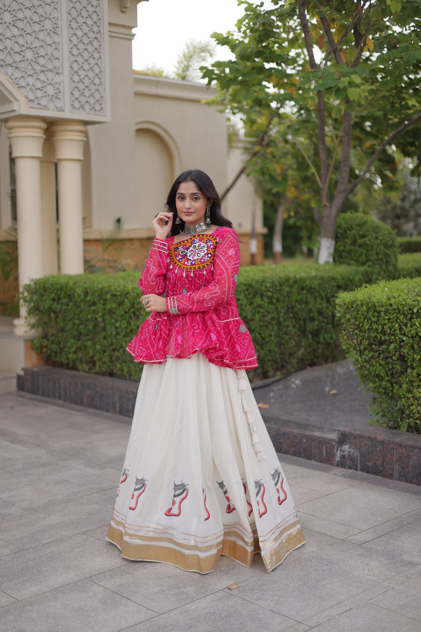 Cotton Lehenga with Bandhani Top