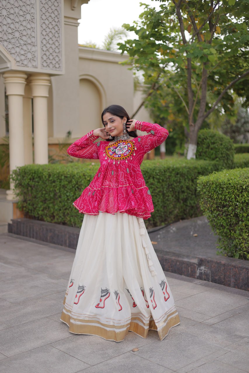 Cotton Lehenga with Bandhani Top
