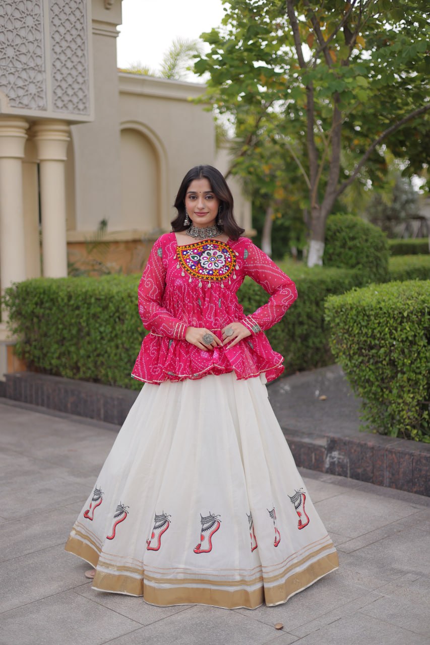 Cotton Lehenga with Bandhani Top