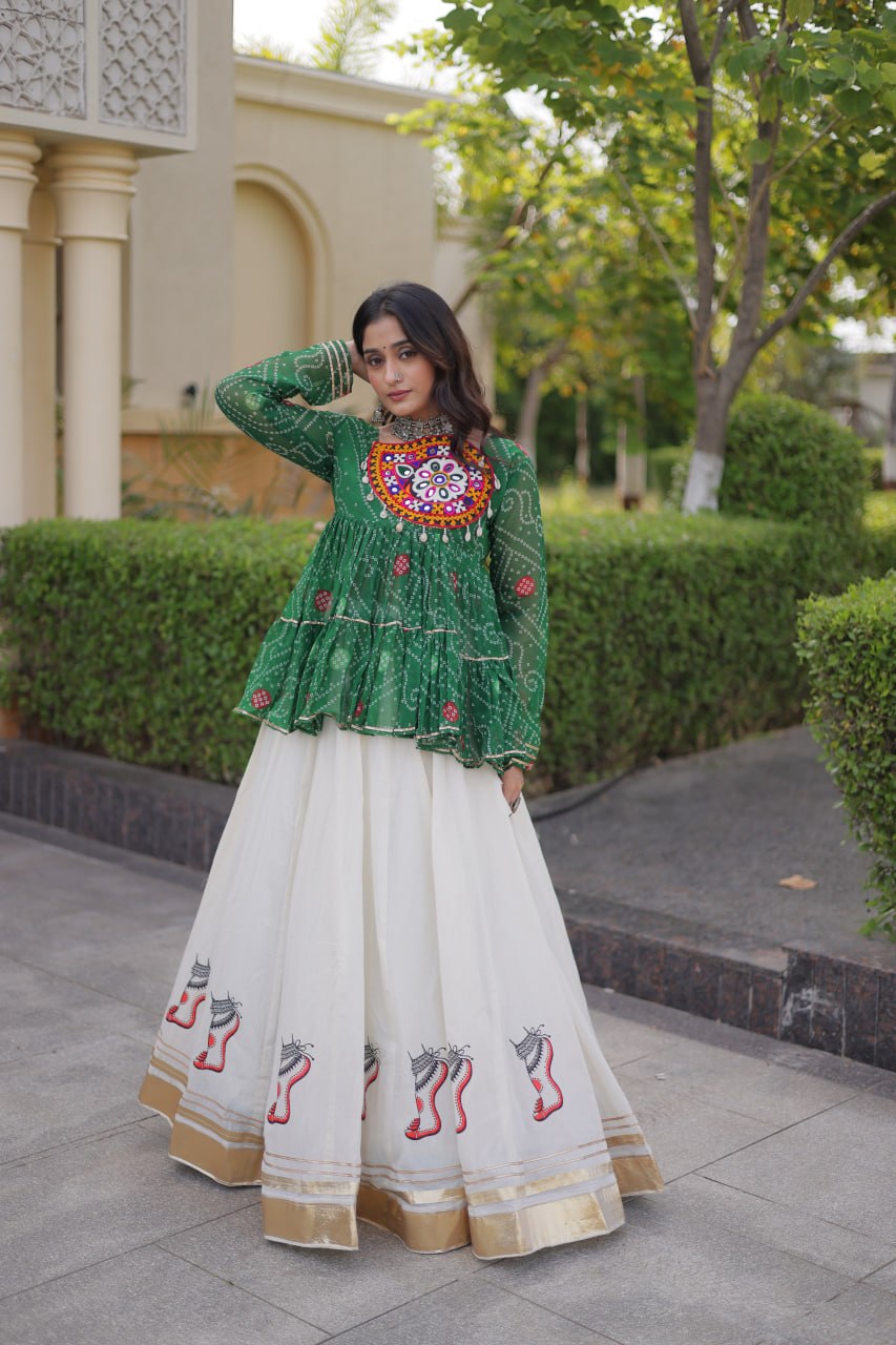 Cotton Lehenga with Bandhani Top