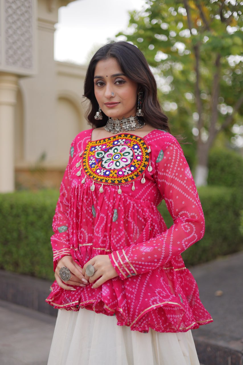 Cotton Lehenga with Bandhani Top