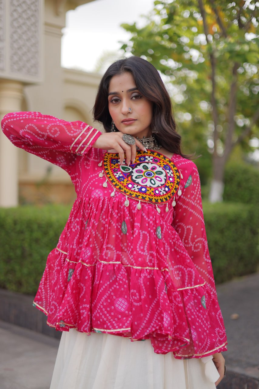 Cotton Lehenga with Bandhani Top
