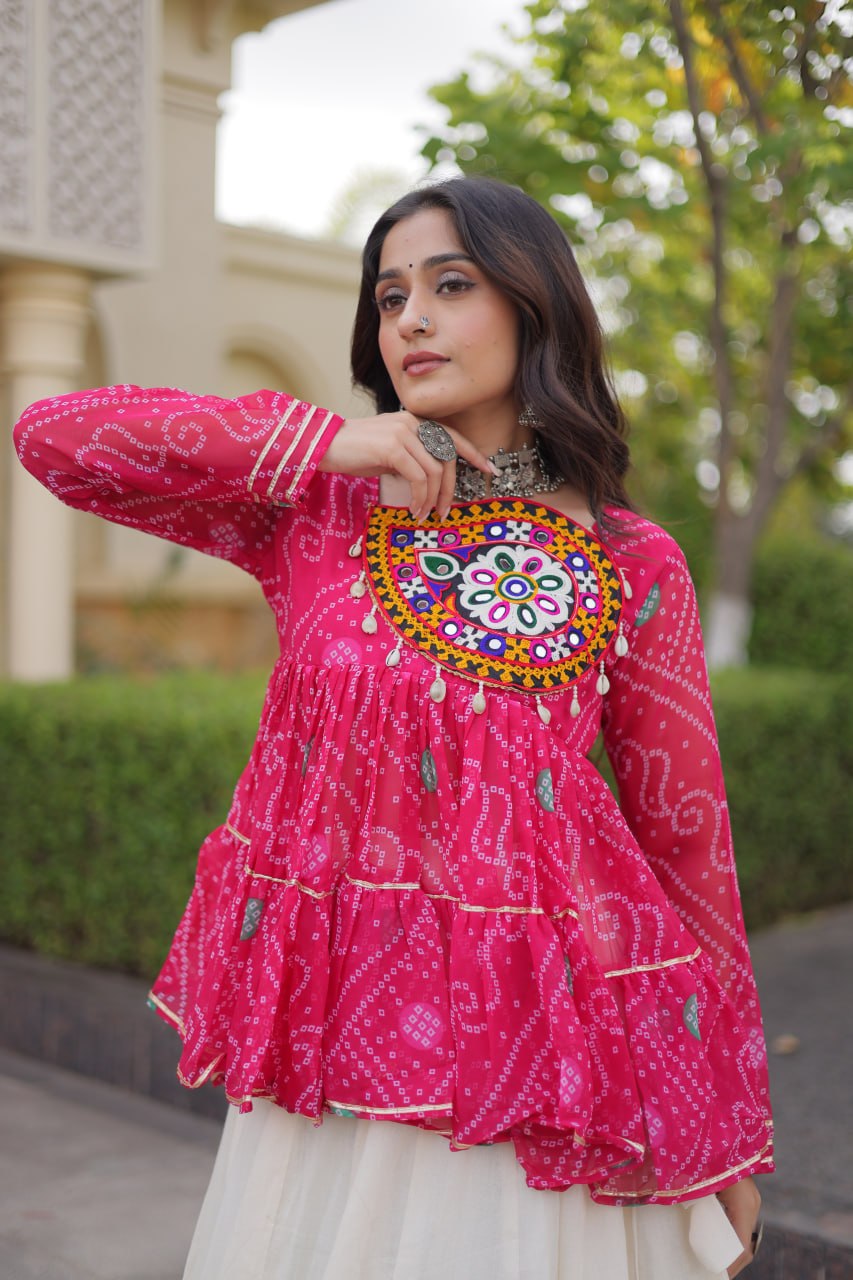 Cotton Lehenga with Bandhani Top