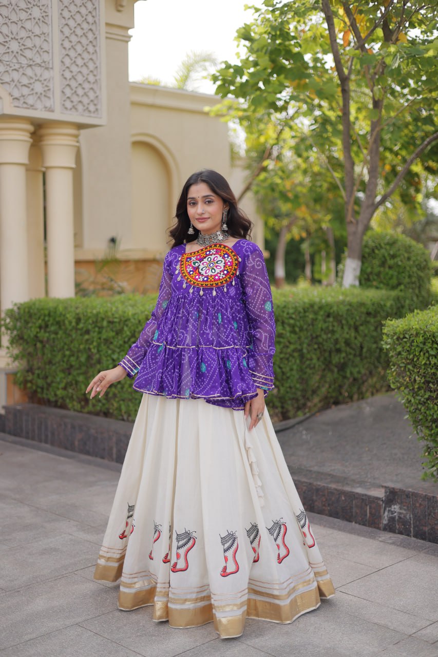 Cotton Lehenga with Bandhani Top