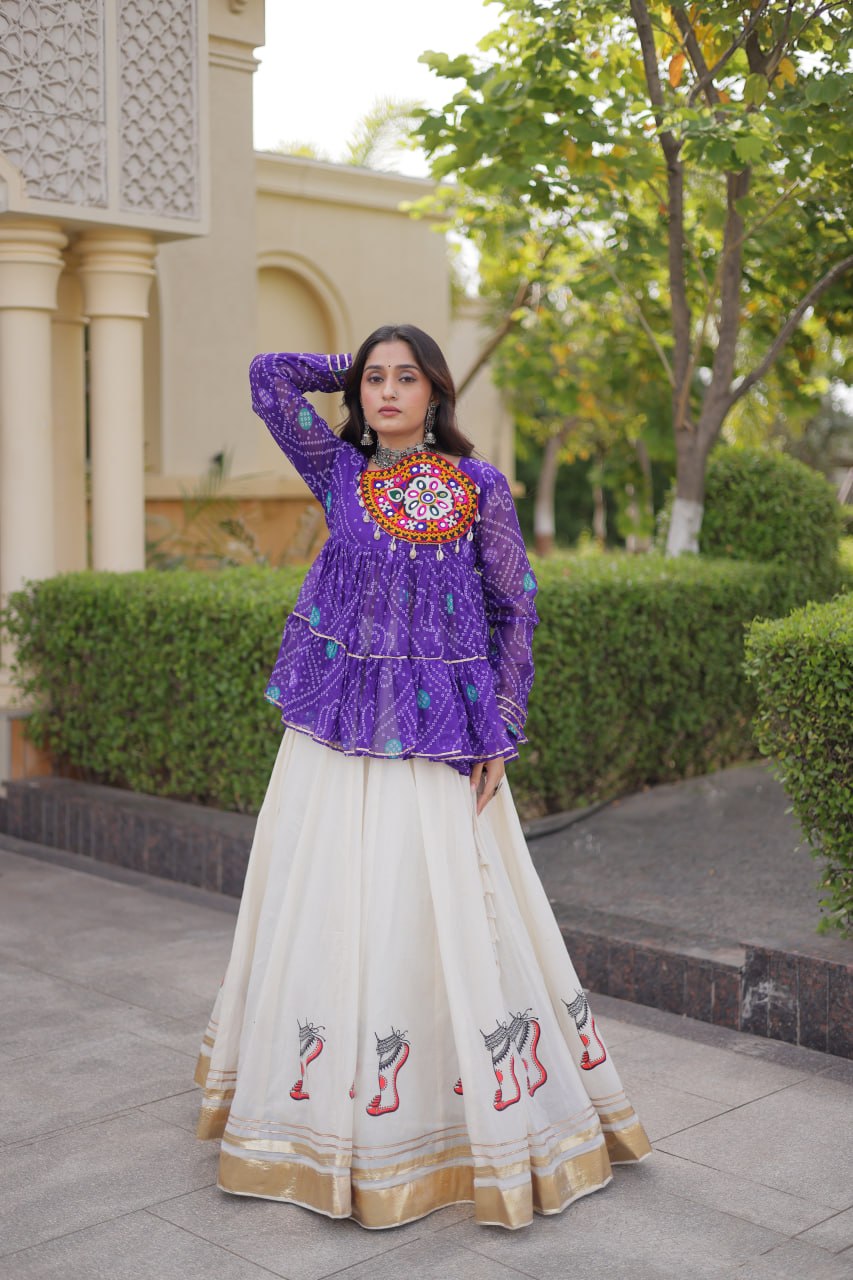 Cotton Lehenga with Bandhani Top