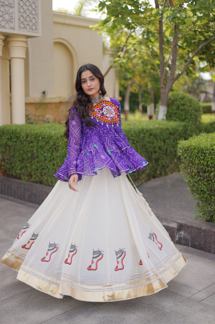Cotton Lehenga with Bandhani Top