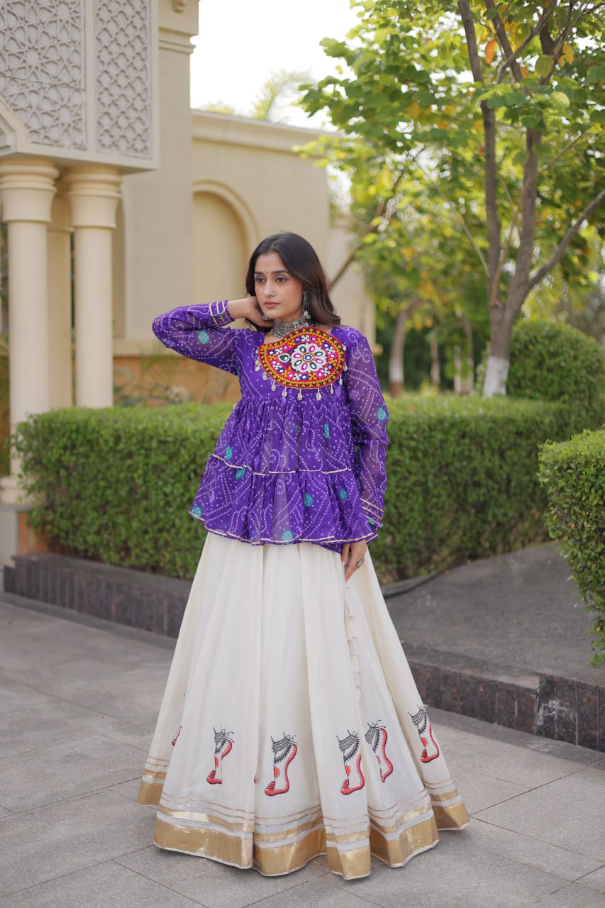 Cotton Lehenga with Bandhani Top