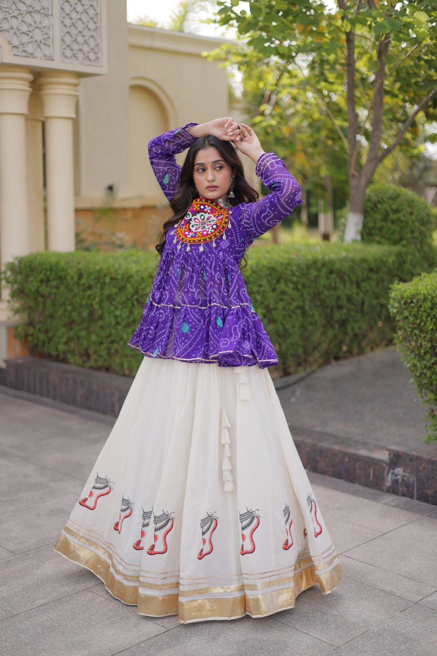 Cotton Lehenga with Bandhani Top