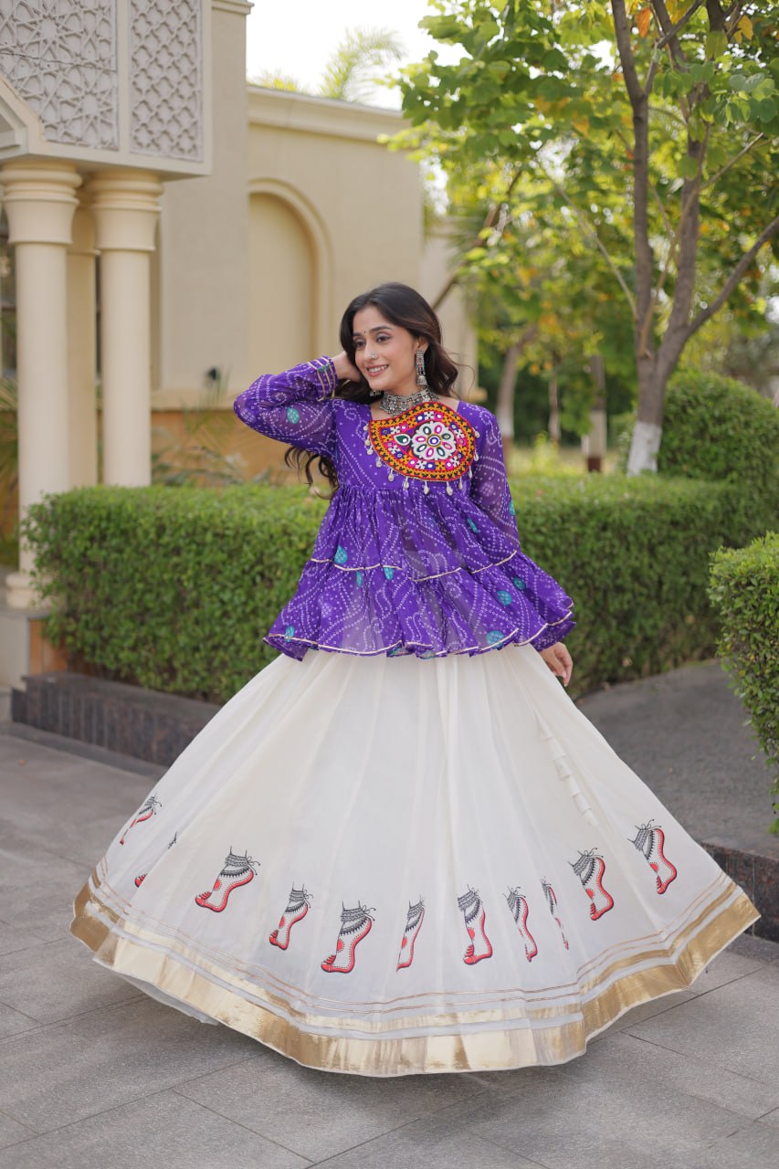 Cotton Lehenga with Bandhani Top