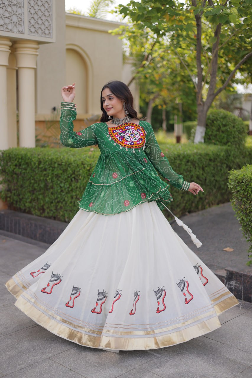 Cotton Lehenga with Bandhani Top