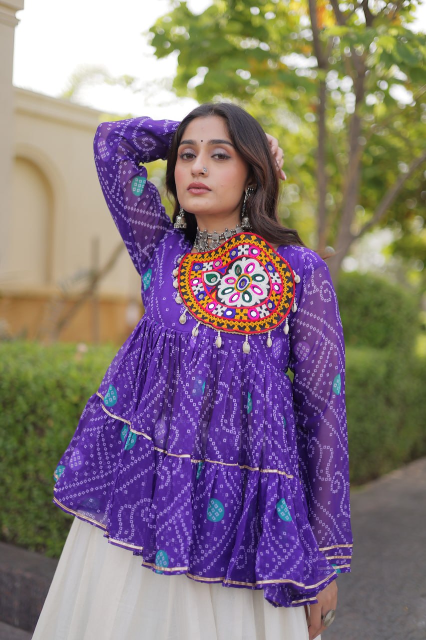 Cotton Lehenga with Bandhani Top