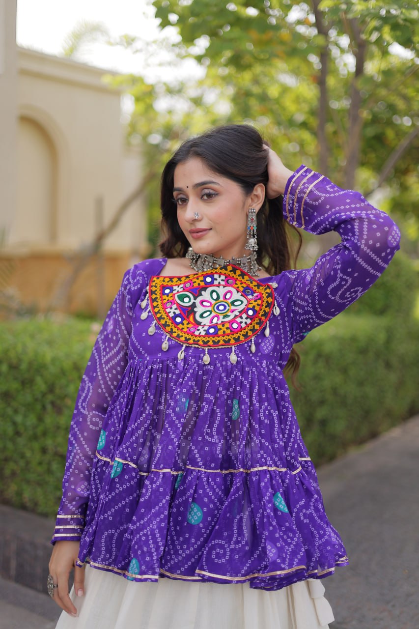 Cotton Lehenga with Bandhani Top