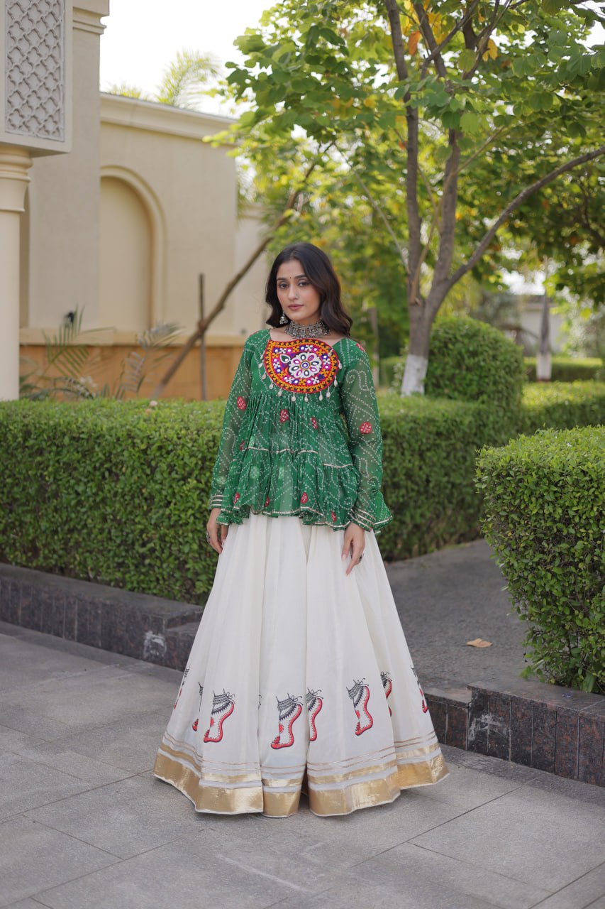Cotton Lehenga with Bandhani Top