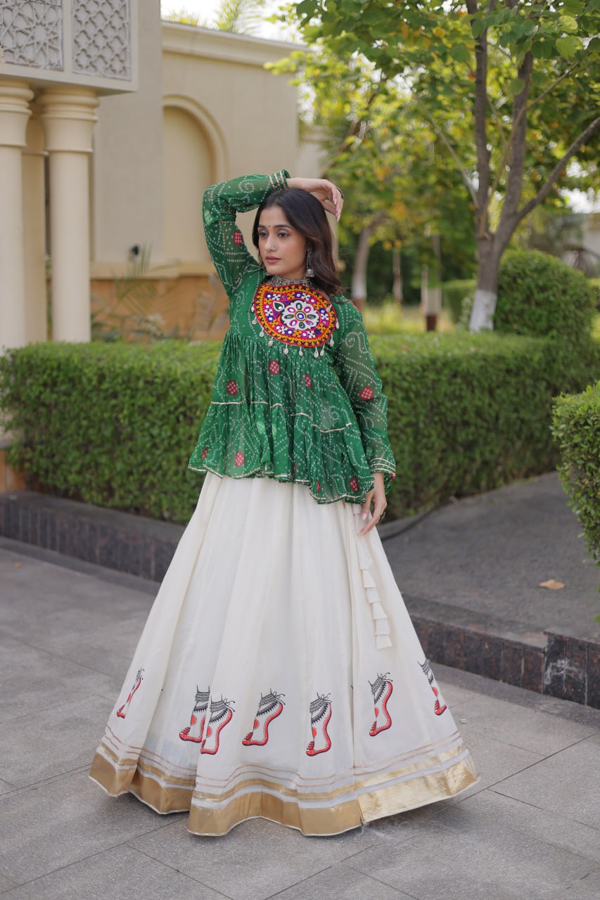 Cotton Lehenga with Bandhani Top