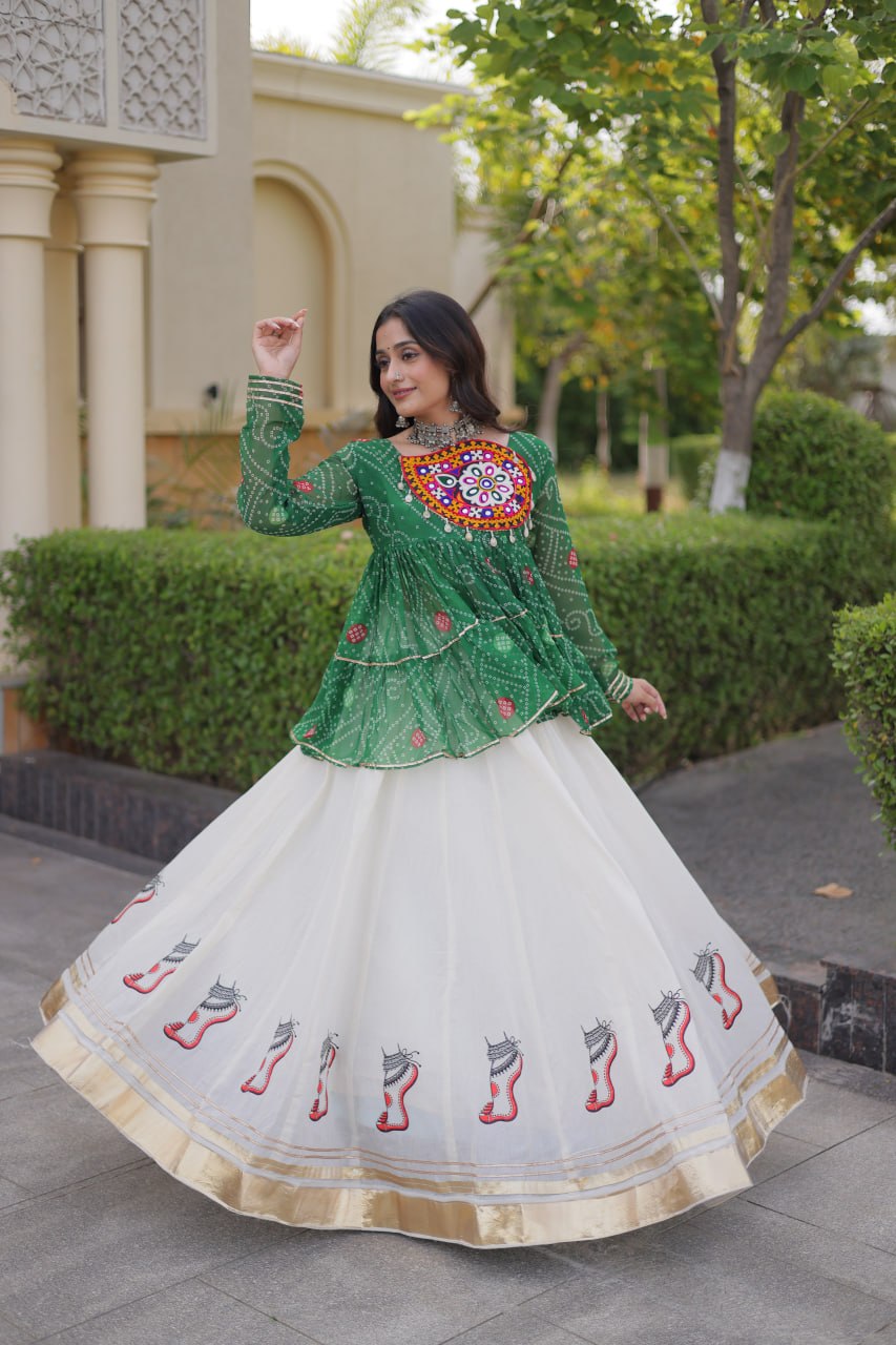 Cotton Lehenga with Bandhani Top