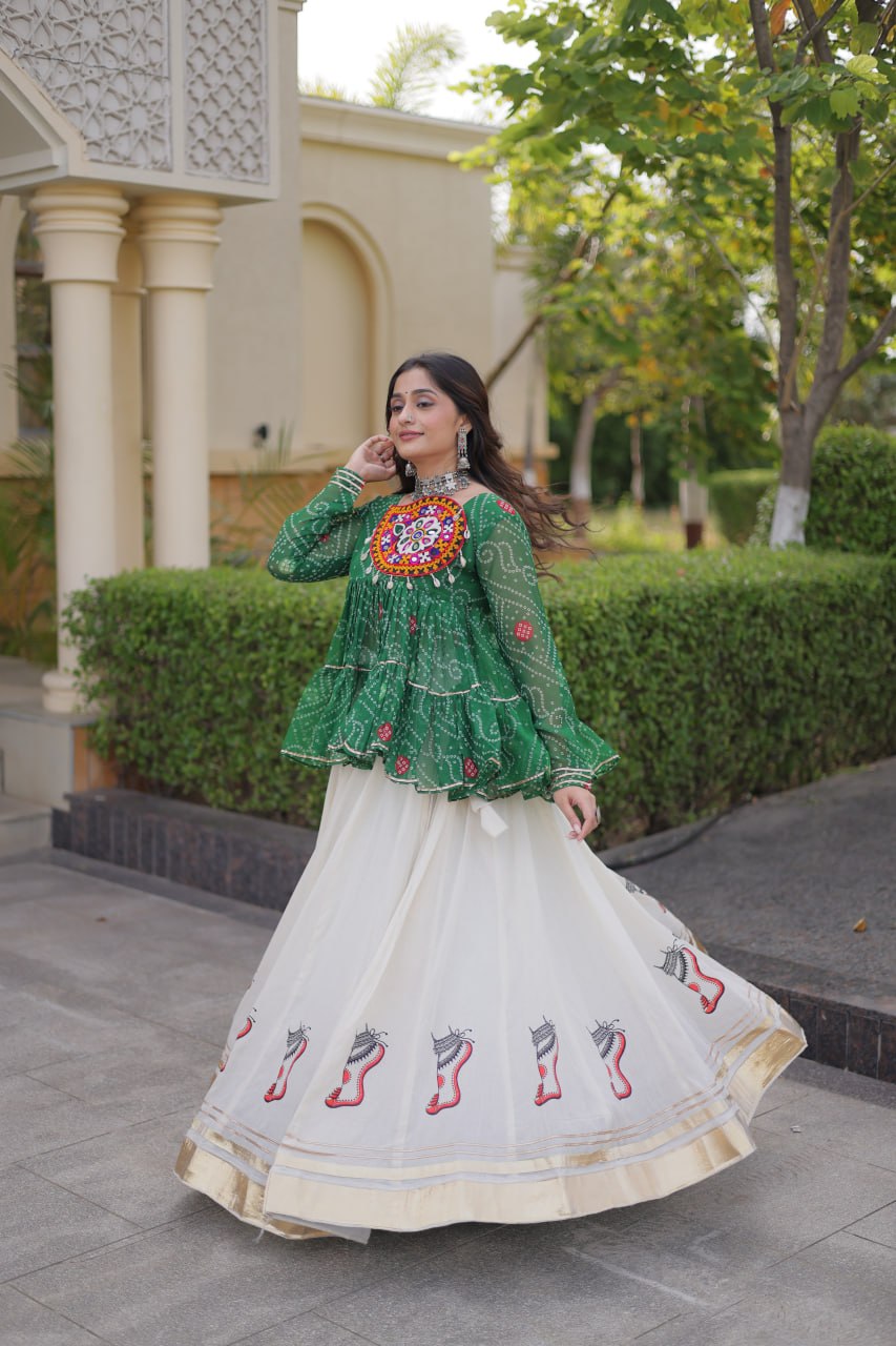 Cotton Lehenga with Bandhani Top