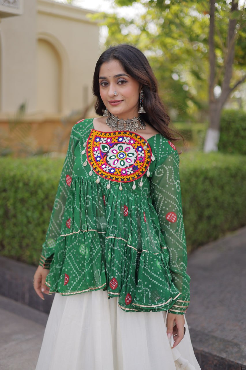 Cotton Lehenga with Bandhani Top