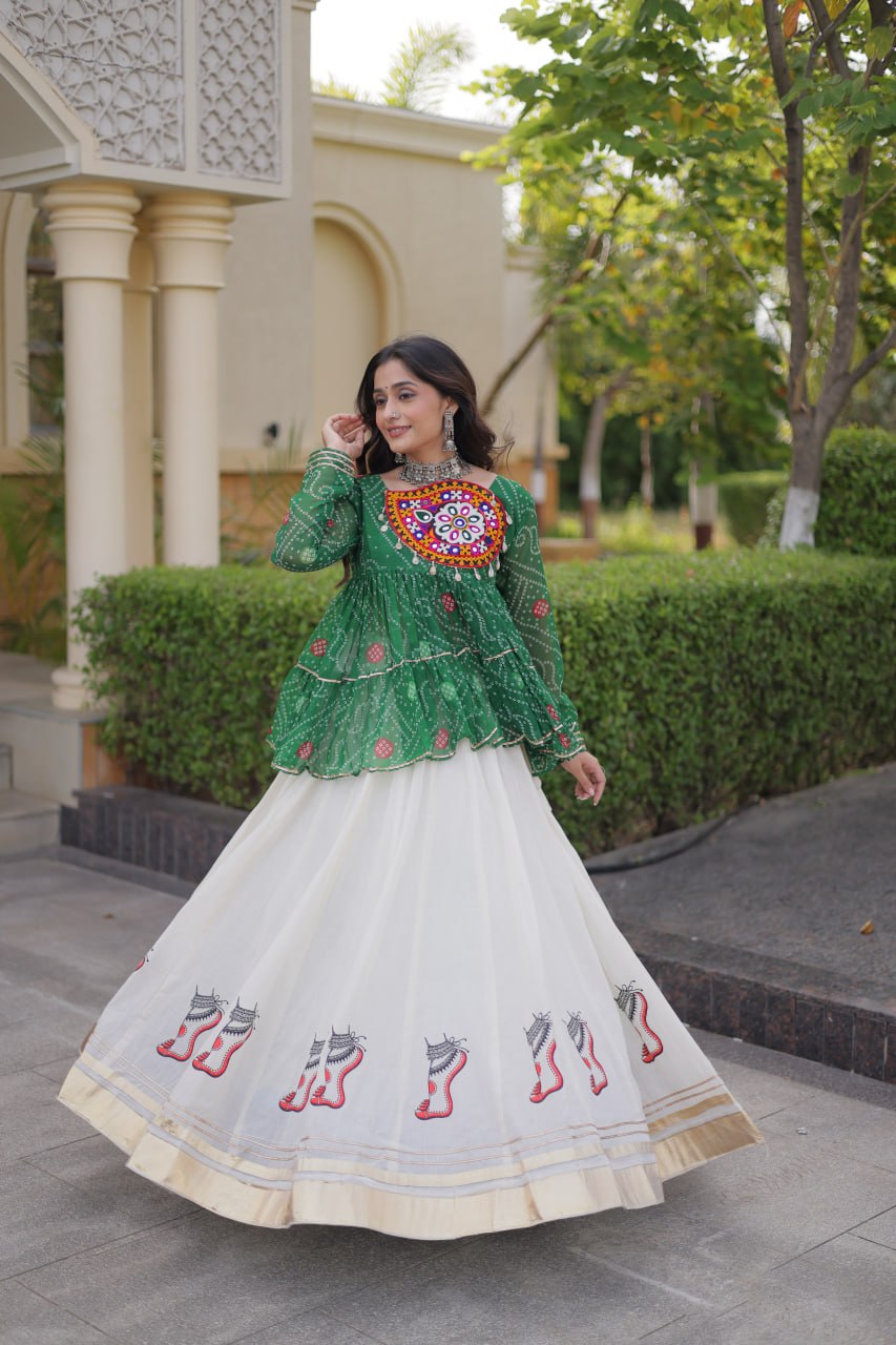 Cotton Lehenga with Bandhani Top