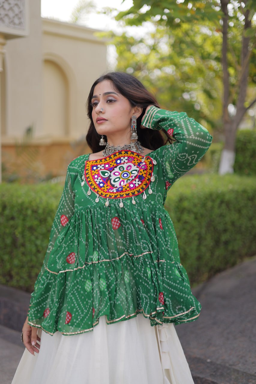 Cotton Lehenga with Bandhani Top