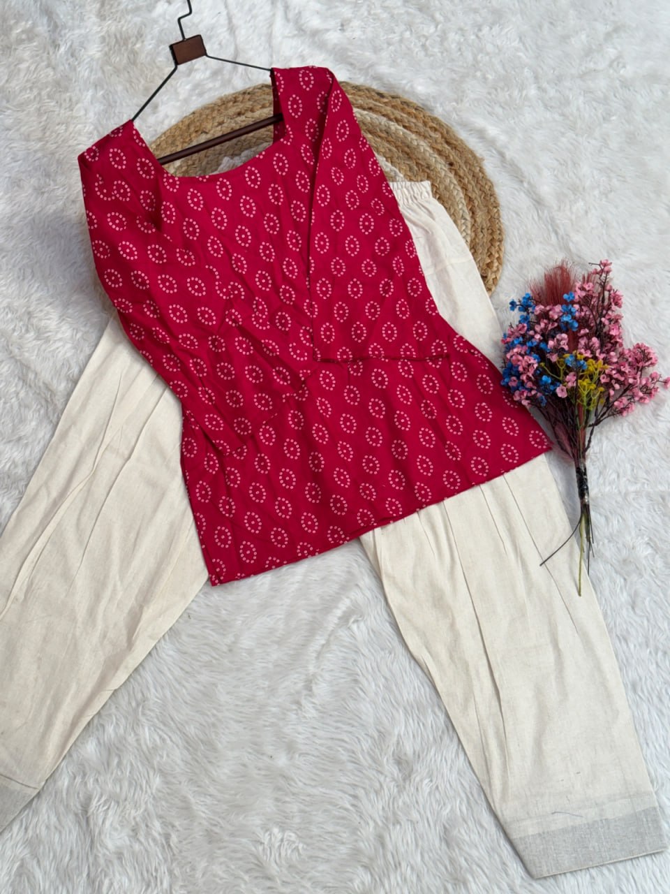 Cotton Print Top with Farsi Pant Set
