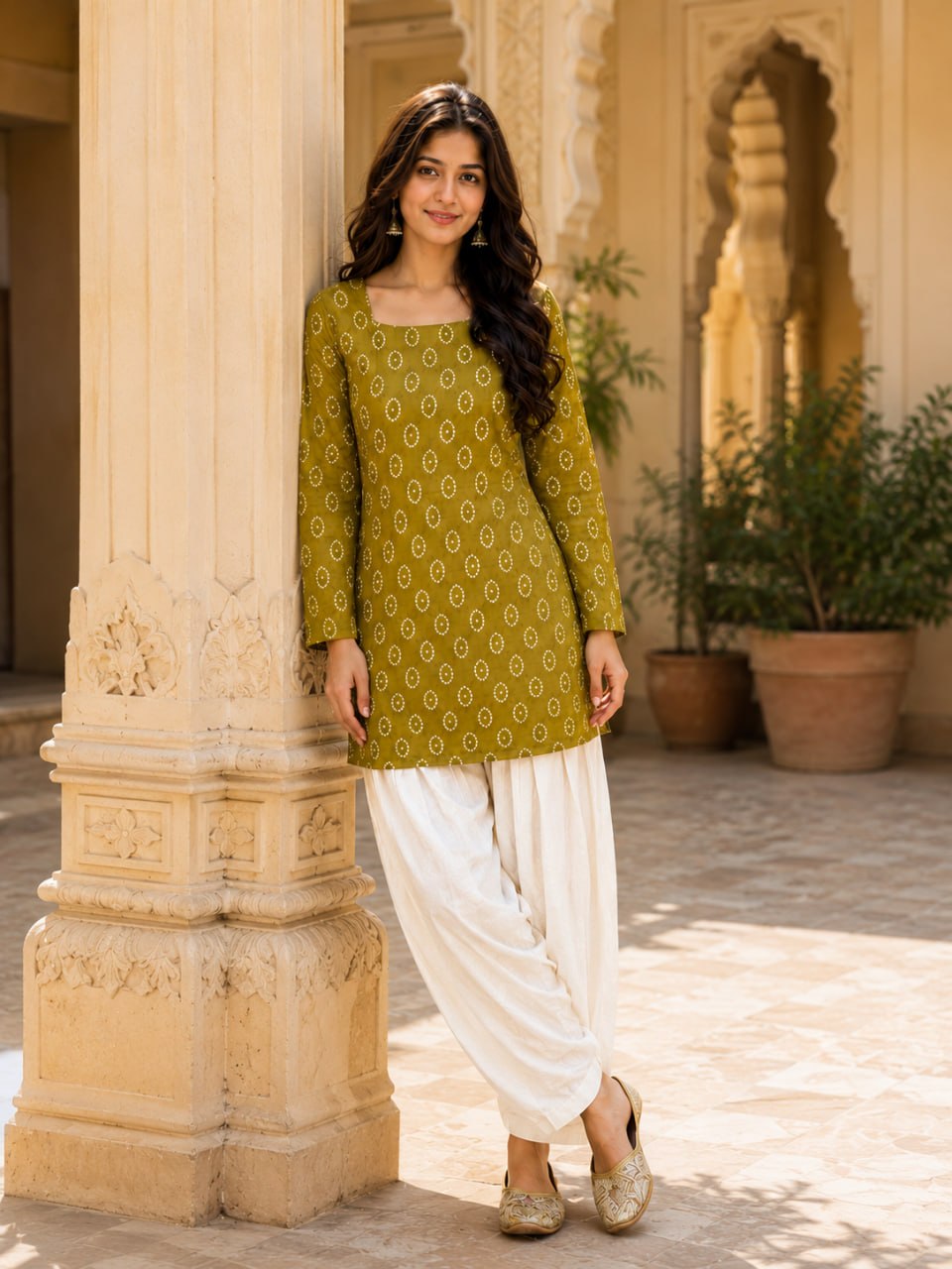 Cotton Print Top with Farsi Pant Set