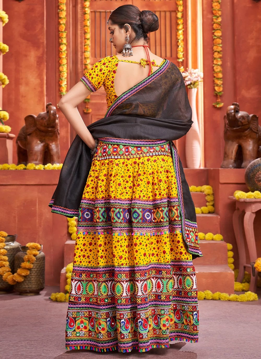 Cotton silk navratri special gamthi work chaniya choli