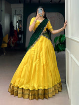 Cotton Silk Zari Weaving Lehenga Choli
