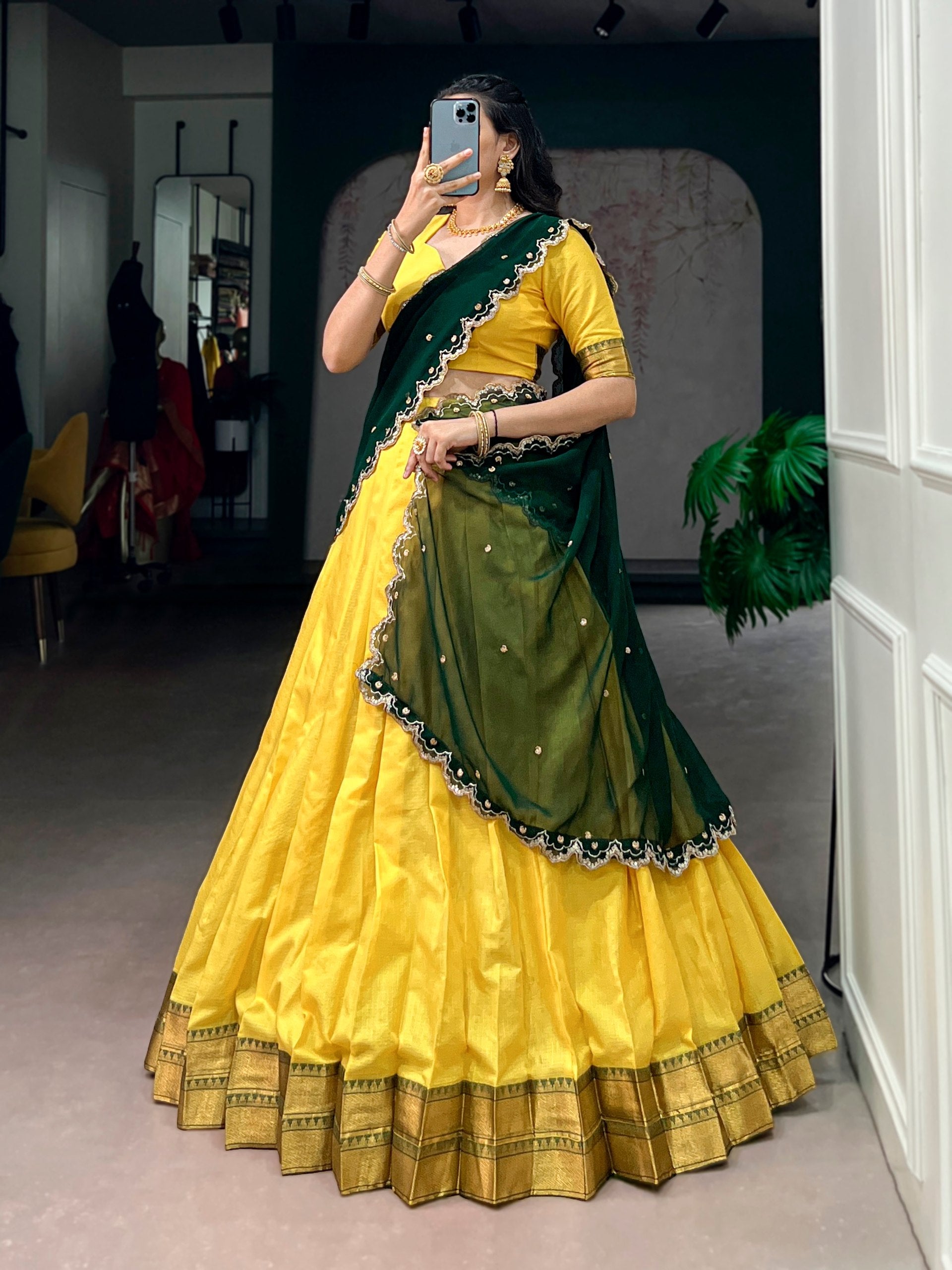 Cotton Silk Zari Weaving Lehenga Choli