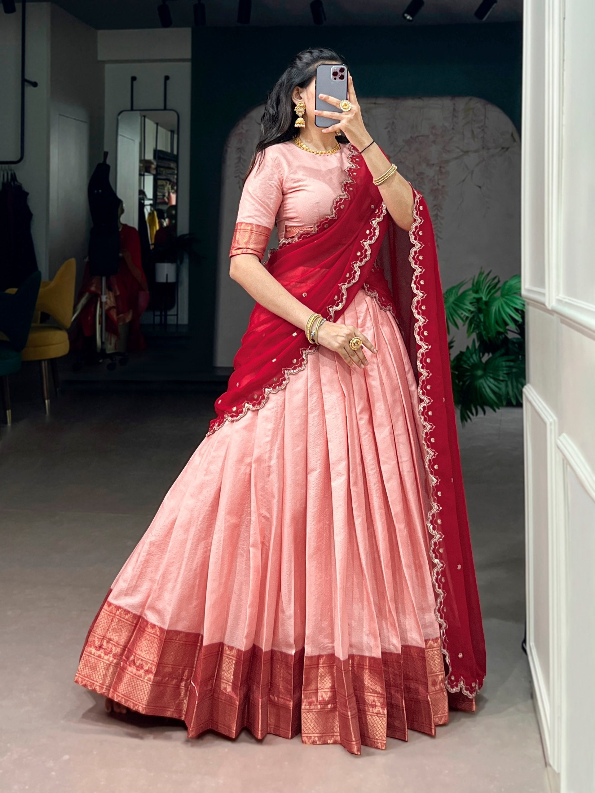 Cotton Silk Zari Weaving Lehenga Choli