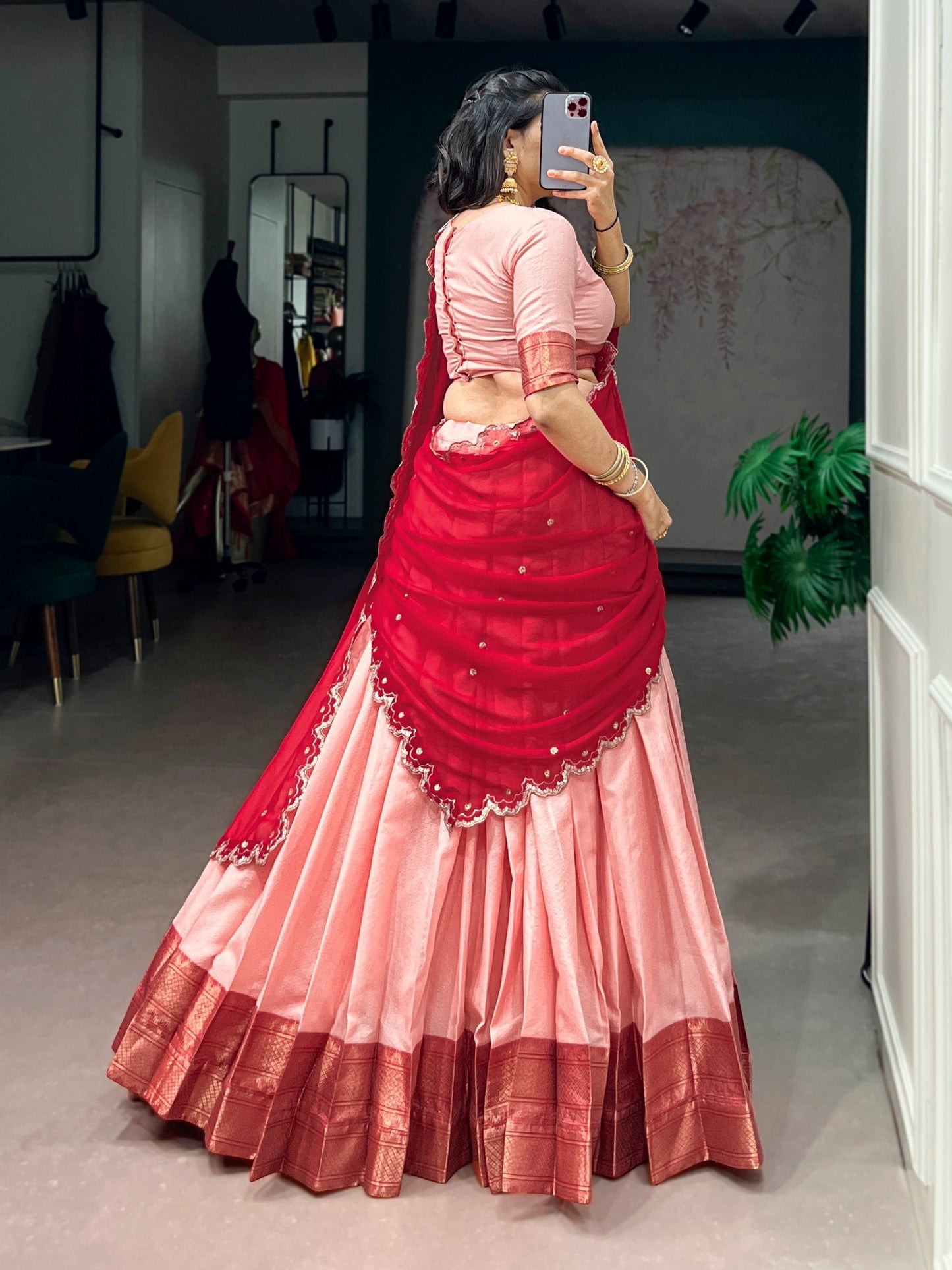 Cotton Silk Zari Weaving Lehenga Choli