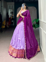 Cotton Silk Zari Weaving Lehenga Choli