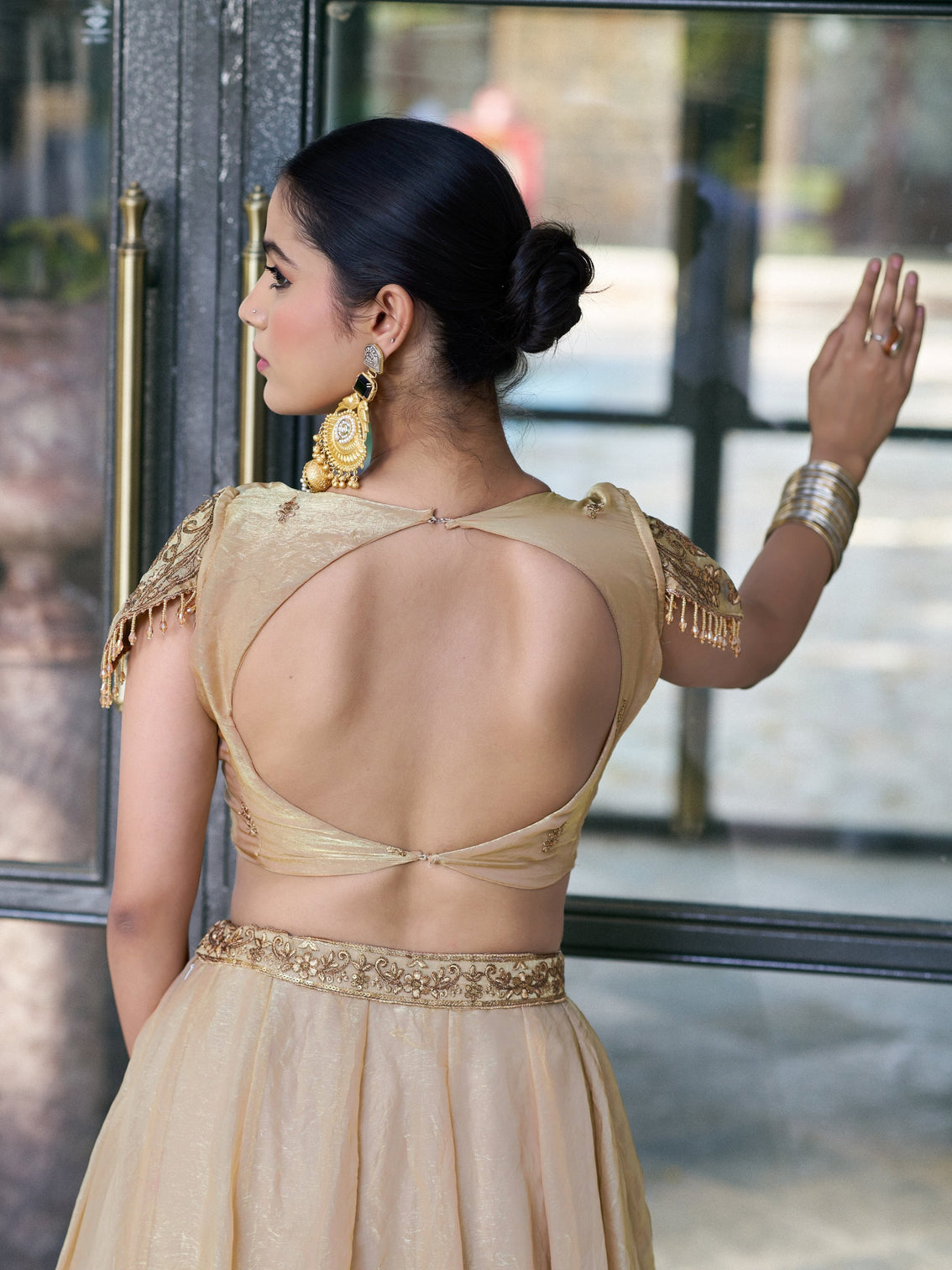 Cream color festival wear lehenga