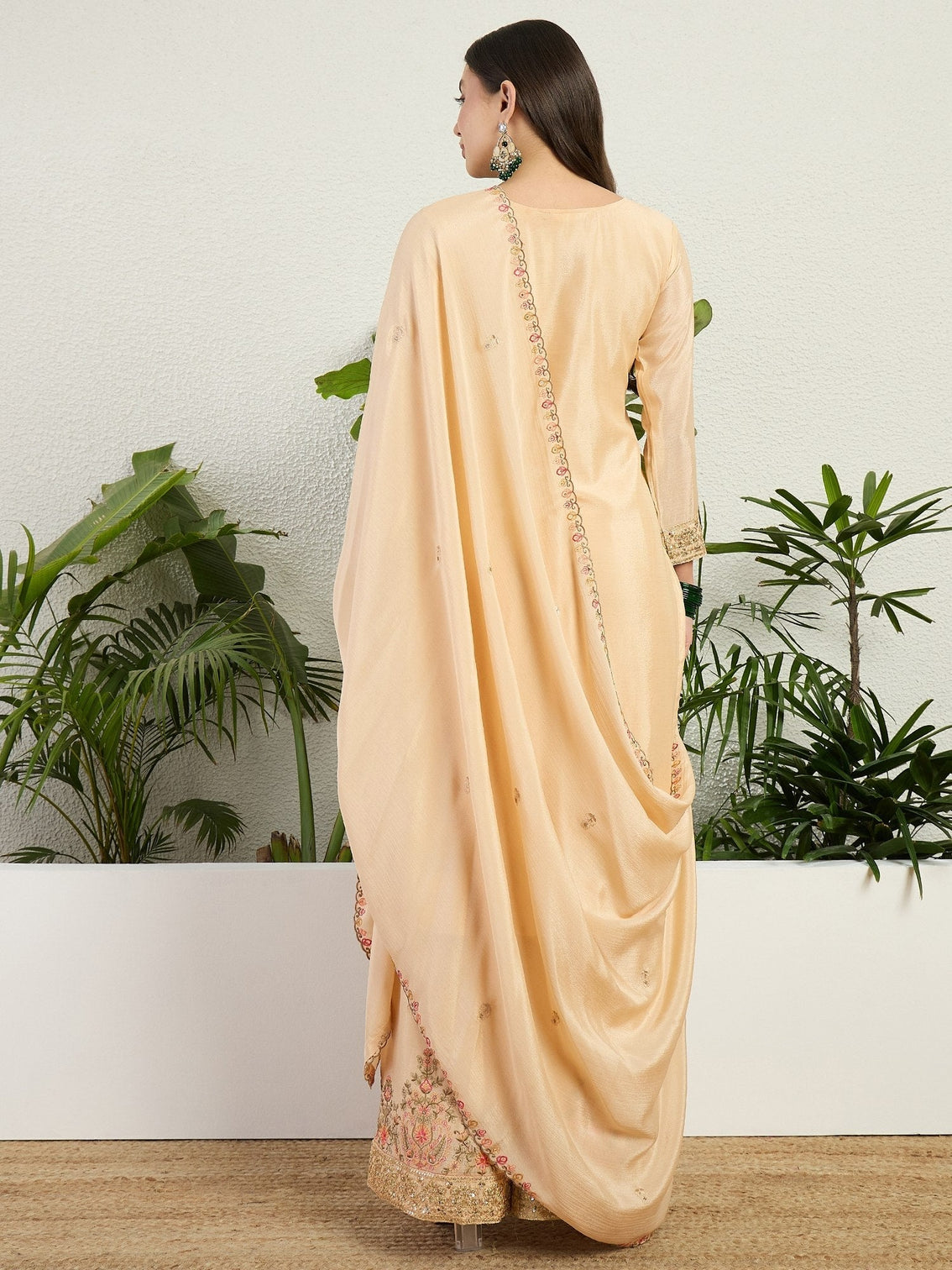 Cream Embroidered Palazzo Set