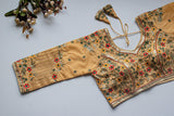 Cream Handcrafted Sequined Blouse in Khushi Silk
