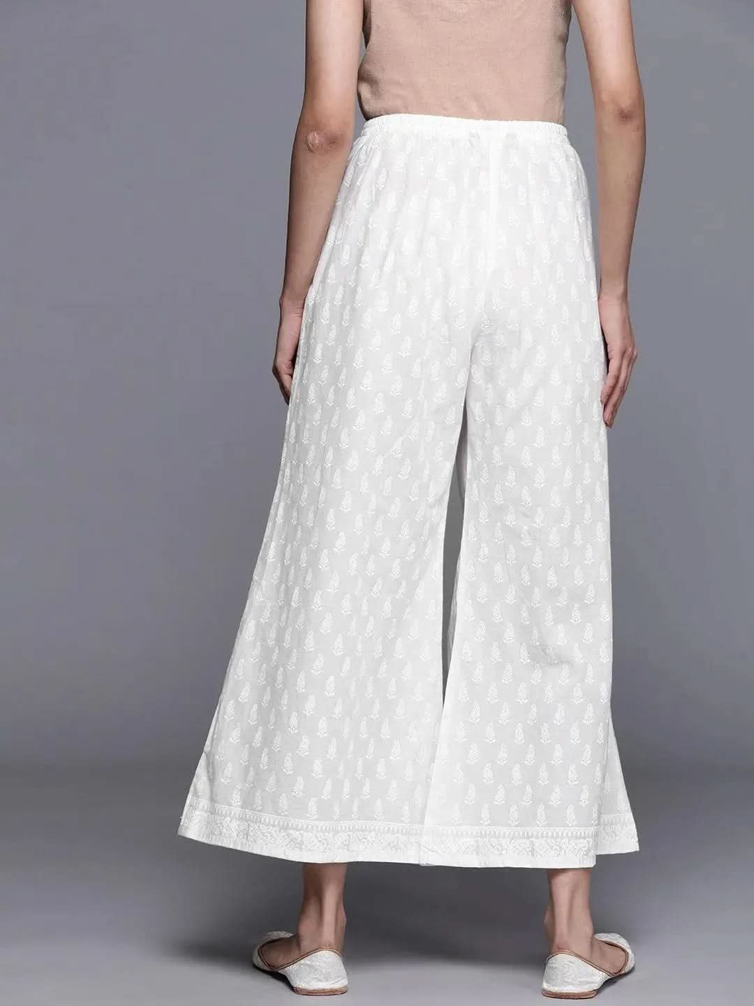 Mameraa Cream Printed Cotton Palazzos