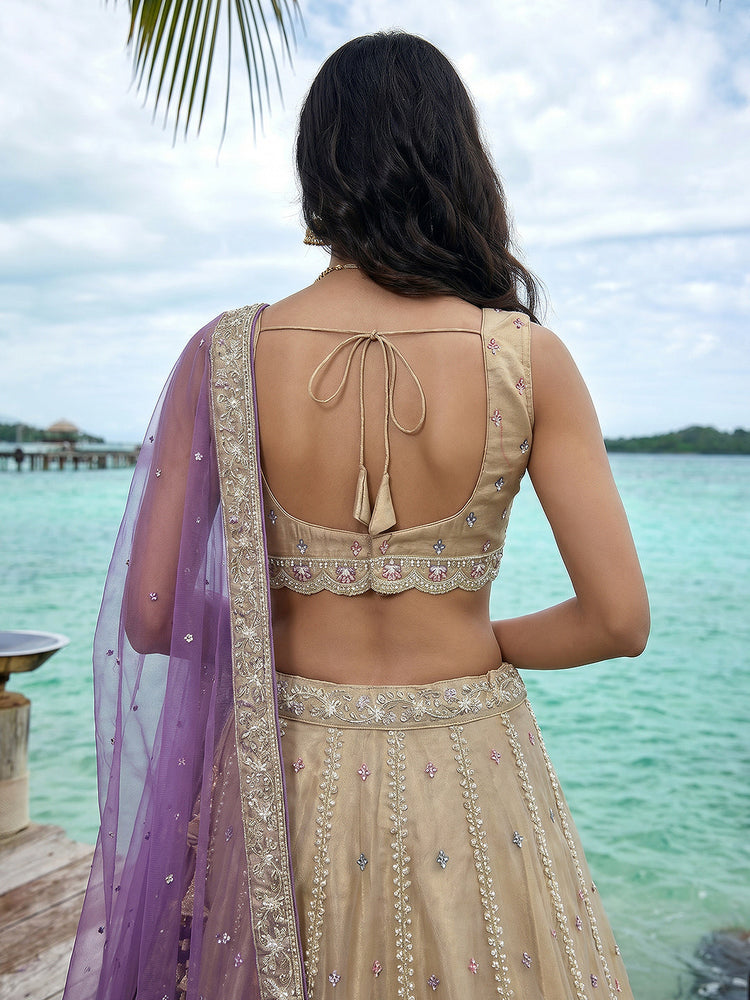 Tissue Beads with zari Embroidered Lehenga Choli with Dupatta