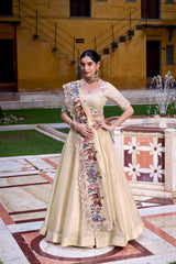 Raspberry Lehenga Choli with Sequins Thread Embroidery and 5 Meter Flair