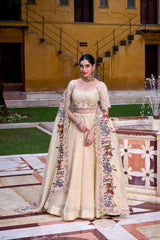 Raspberry Lehenga Choli with Sequins Thread Embroidery and 5 Meter Flair