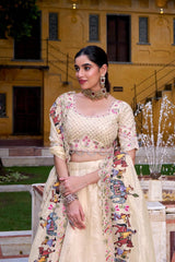 Raspberry Lehenga Choli with Sequins Thread Embroidery and 5 Meter Flair