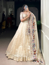 Raspberry Lehenga Choli with Sequins Thread Embroidery and 5 Meter Flair