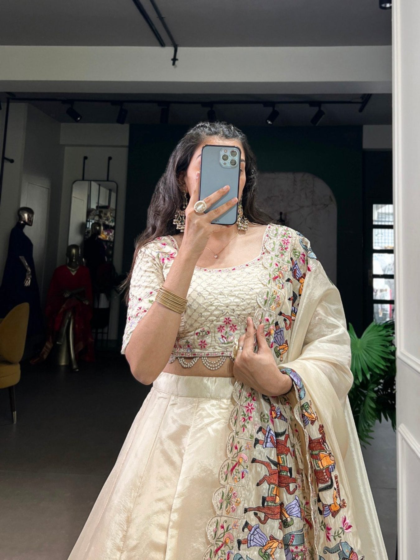 Raspberry Lehenga Choli with Sequins Thread Embroidery and 5 Meter Flair