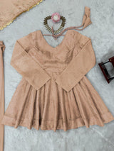 Cream Tabby Organza Work Suit Set with Plazo & Dupatta