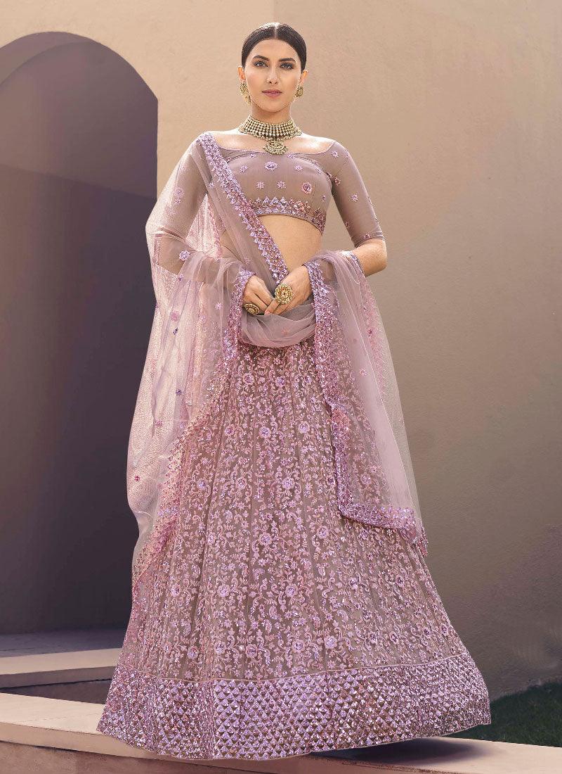 Dainty Lilac Color Soft Net Base With Sequins Work Lehenga Choli